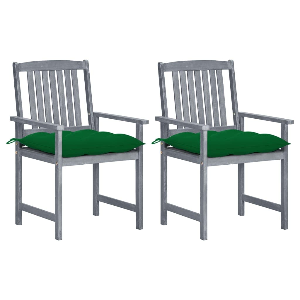 vidaXL Cadeiras de jardim com almofadões 2 pcs acácia maciça cinza