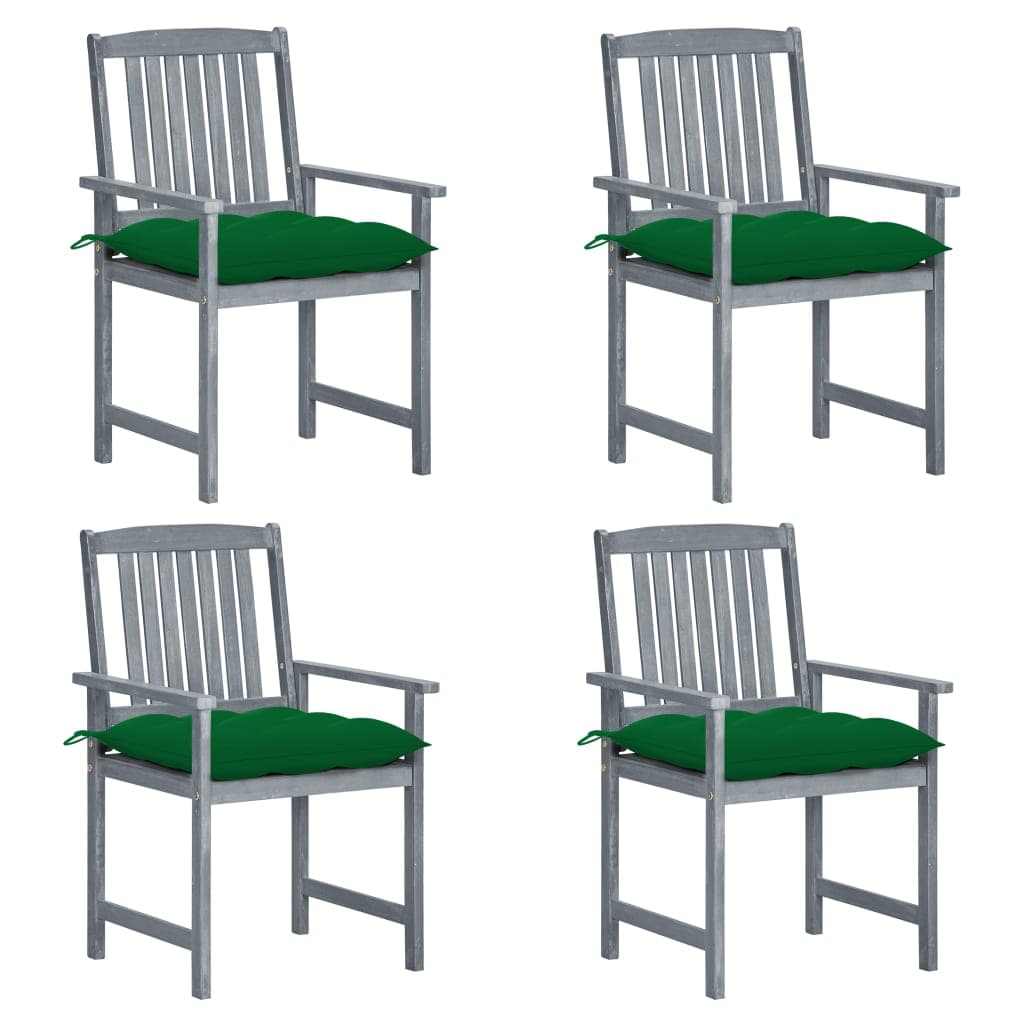 vidaXL Cadeiras de jardim com almofadões 4 pcs acácia maciça cinza