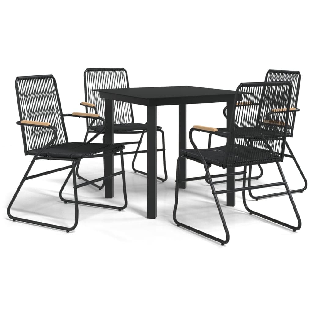 vidaXL Conjunto de jantar para jardim 5 pcs vime PVC preto
