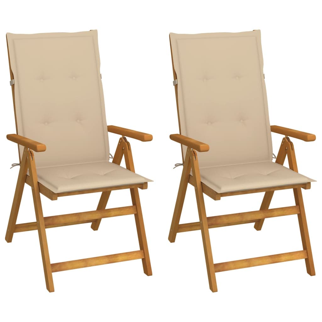 vidaXL Cadeiras jardim reclináveis c/ almofadões 2 pcs acácia maciça