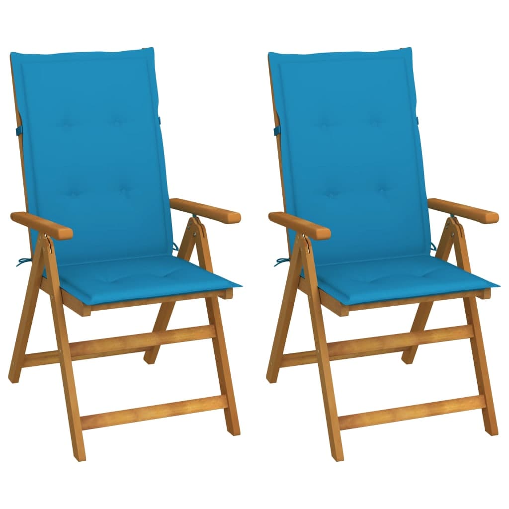 vidaXL Cadeiras jardim reclináveis c/ almofadões 2 pcs acácia maciça