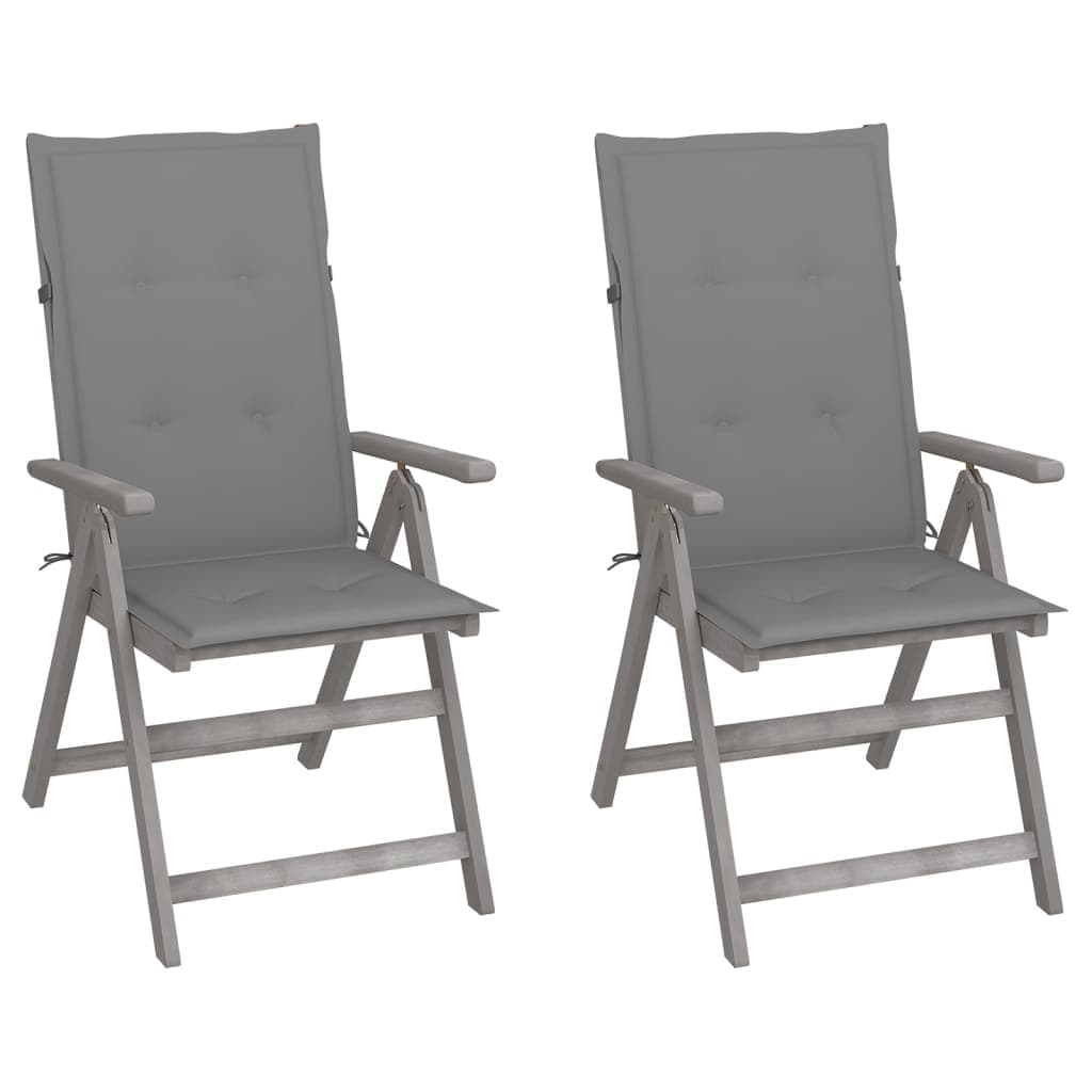 vidaXL Cadeiras jardim reclináveis c/ almofadões 2 pcs acácia maciça