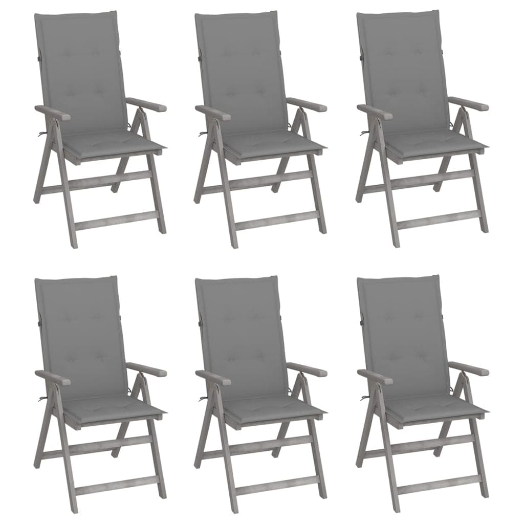 vidaXL Cadeiras jardim reclináveis c/ almofadões 6 pcs acácia maciça