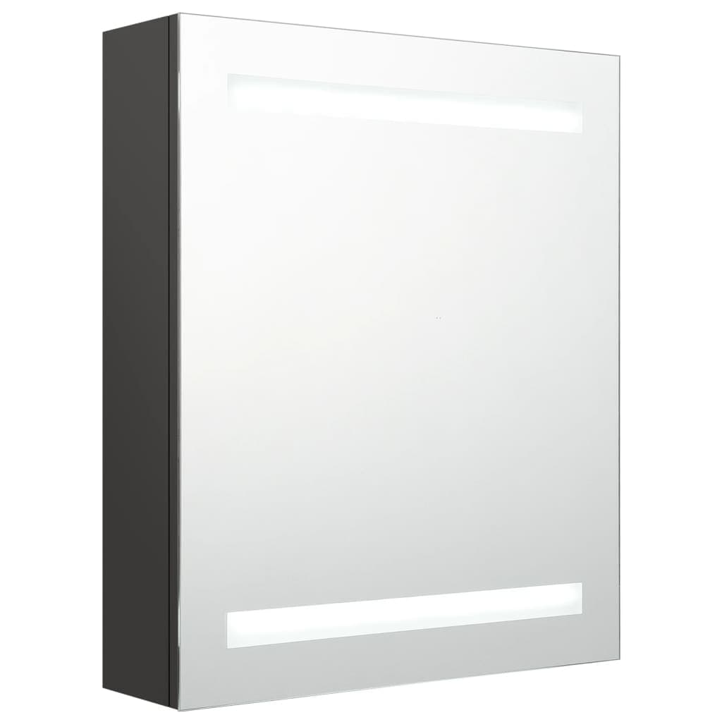 Móvel de WC Armário Espelhado Casa de Banho LED 50x14x60 cm Antracite