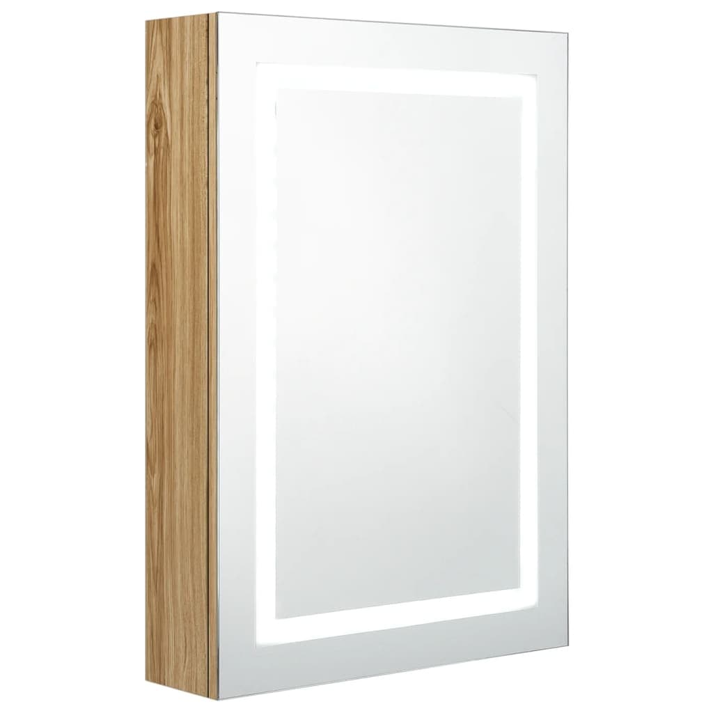 vidaXL Armário espelhado p/ casa de banho LED 50x13x70 cm carvalho