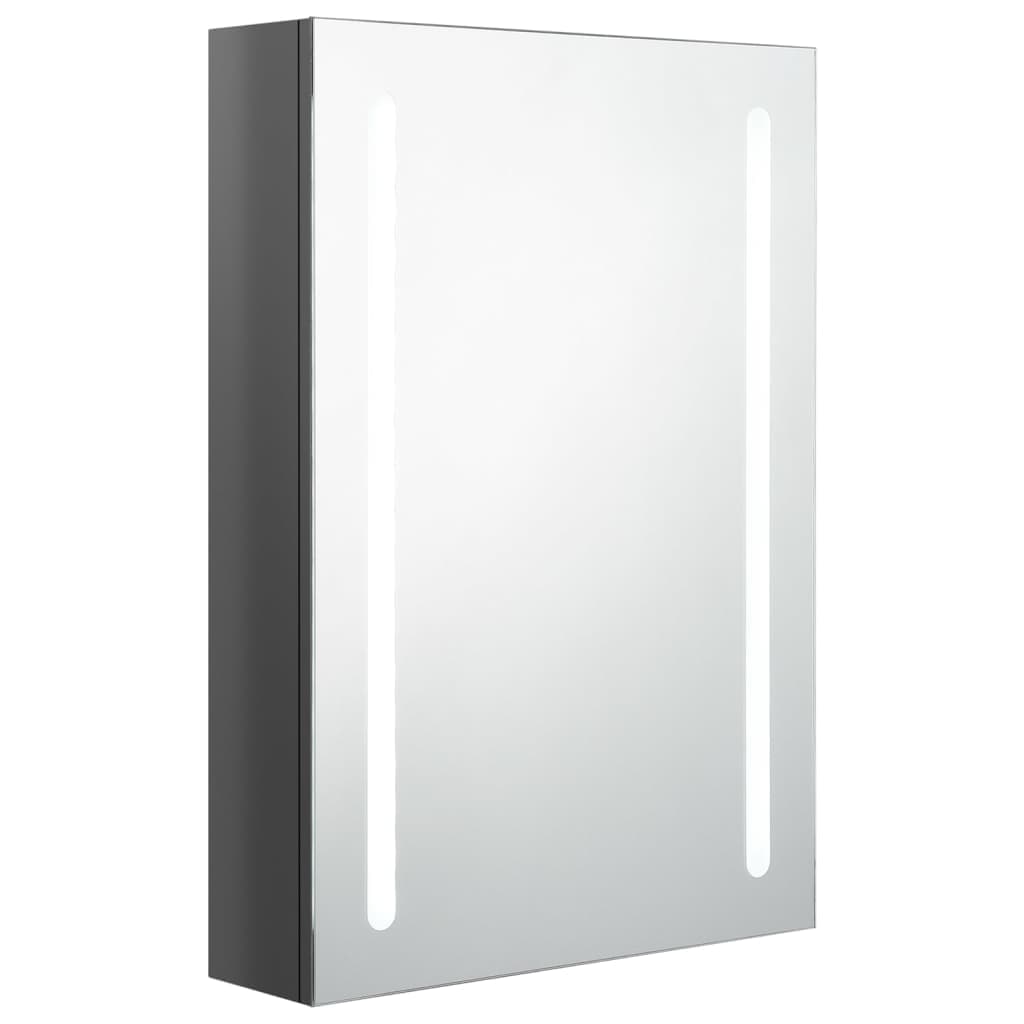 vidaXL Armário espelhado casa de banho LED 50x13x70 cm cinza brilhante