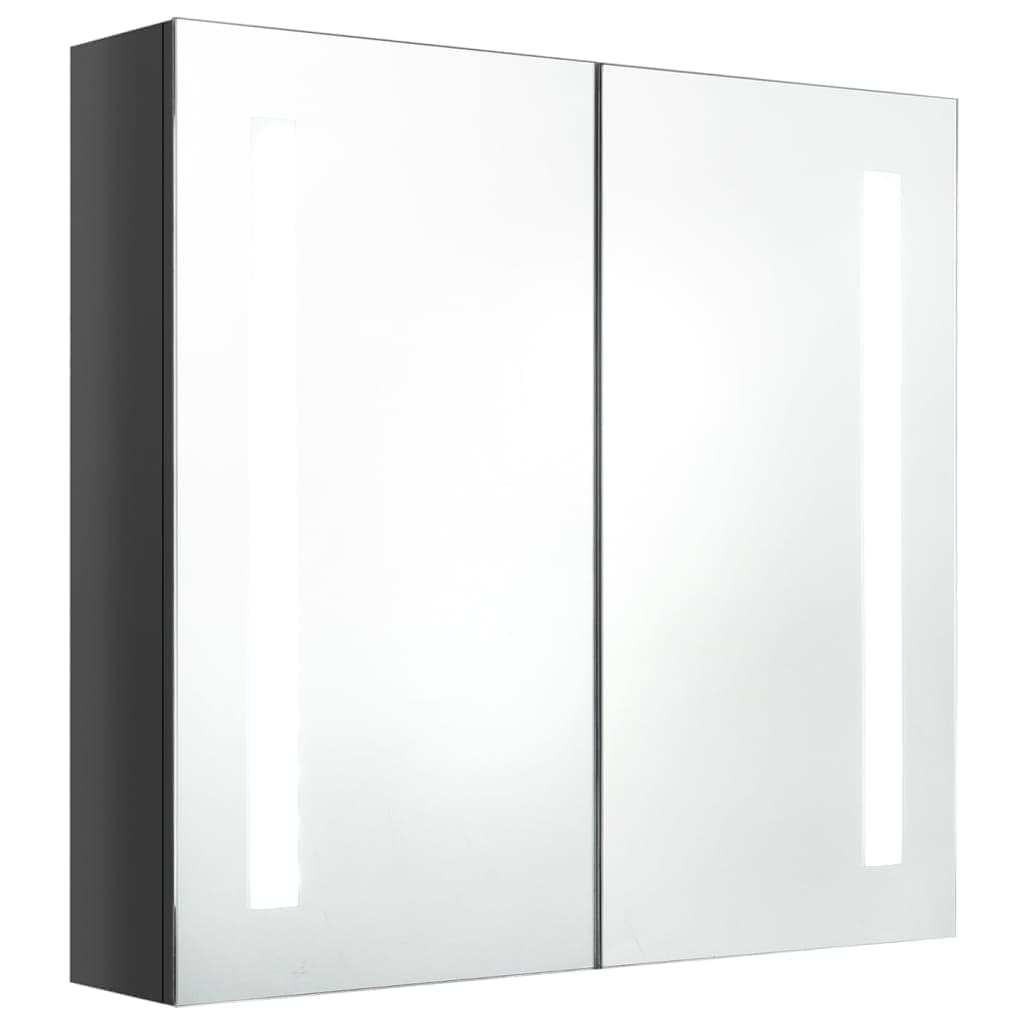 vidaXL Armário espelhado casa de banho LED 62x14x60cm cinza brilhante