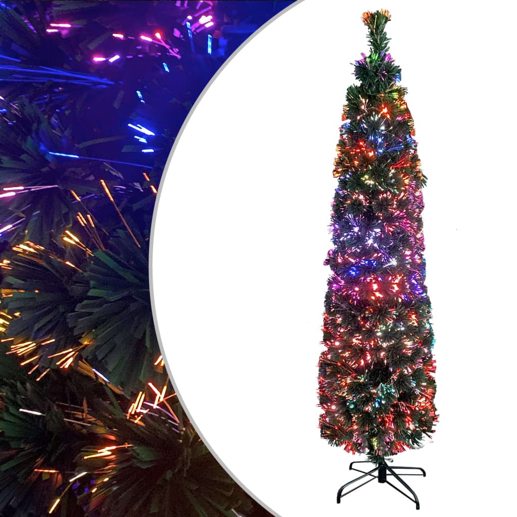 vidaXL Árvore de Natal artificial fina c/ suporte 150 cm fibra ótica