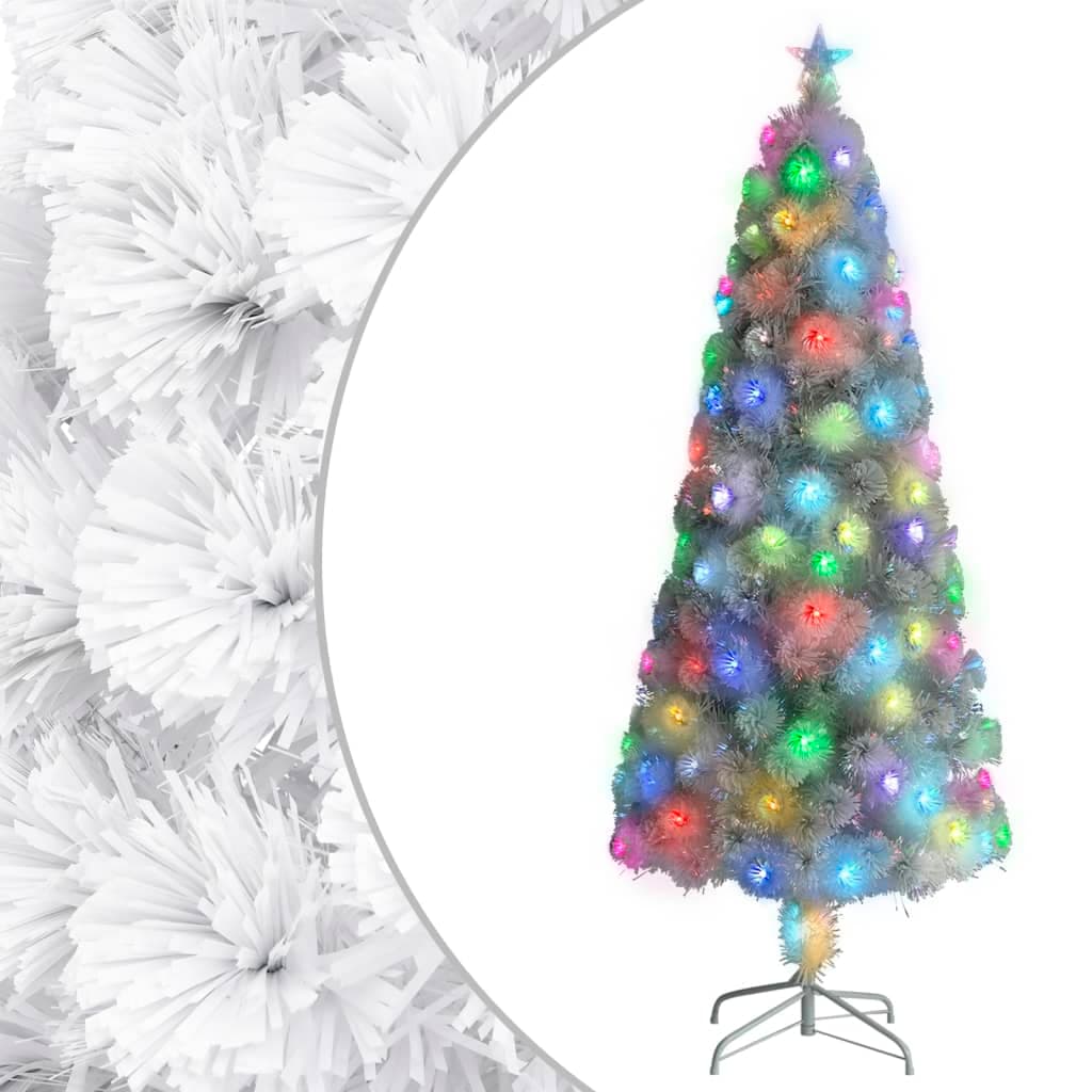 Árvore de Natal Artificial com Leds 240 cm Fibra Ótica Branco - 328453
