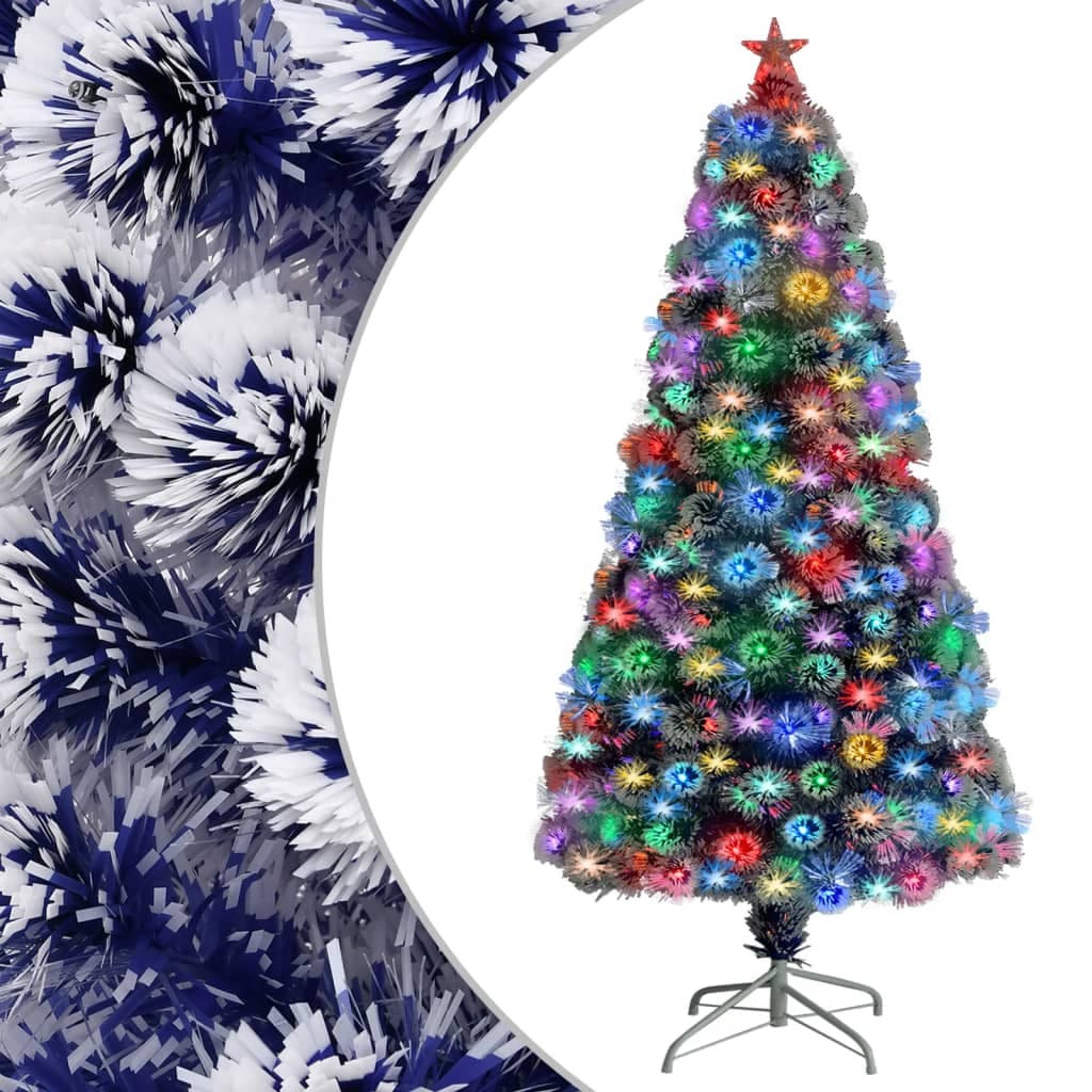Árvore Natal Artificial com Leds 120 cm Fibra Ótica Branco/azul - 328455