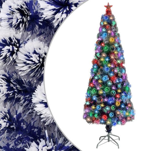 Árvore Natal Artificial com Leds 210 cm Fibra Ótica Branco/azul - 328458