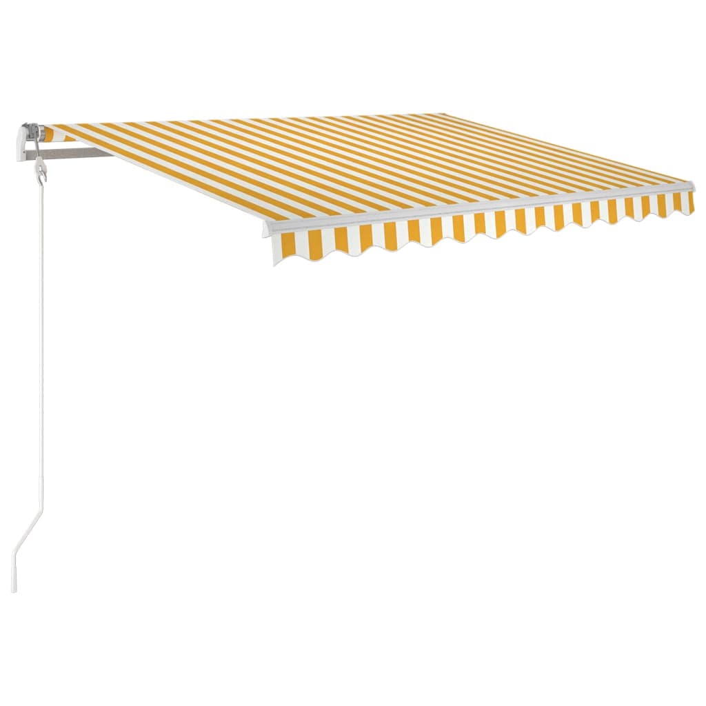 vidaXL Toldo retrátil manual 350x250 cm amarelo e branco