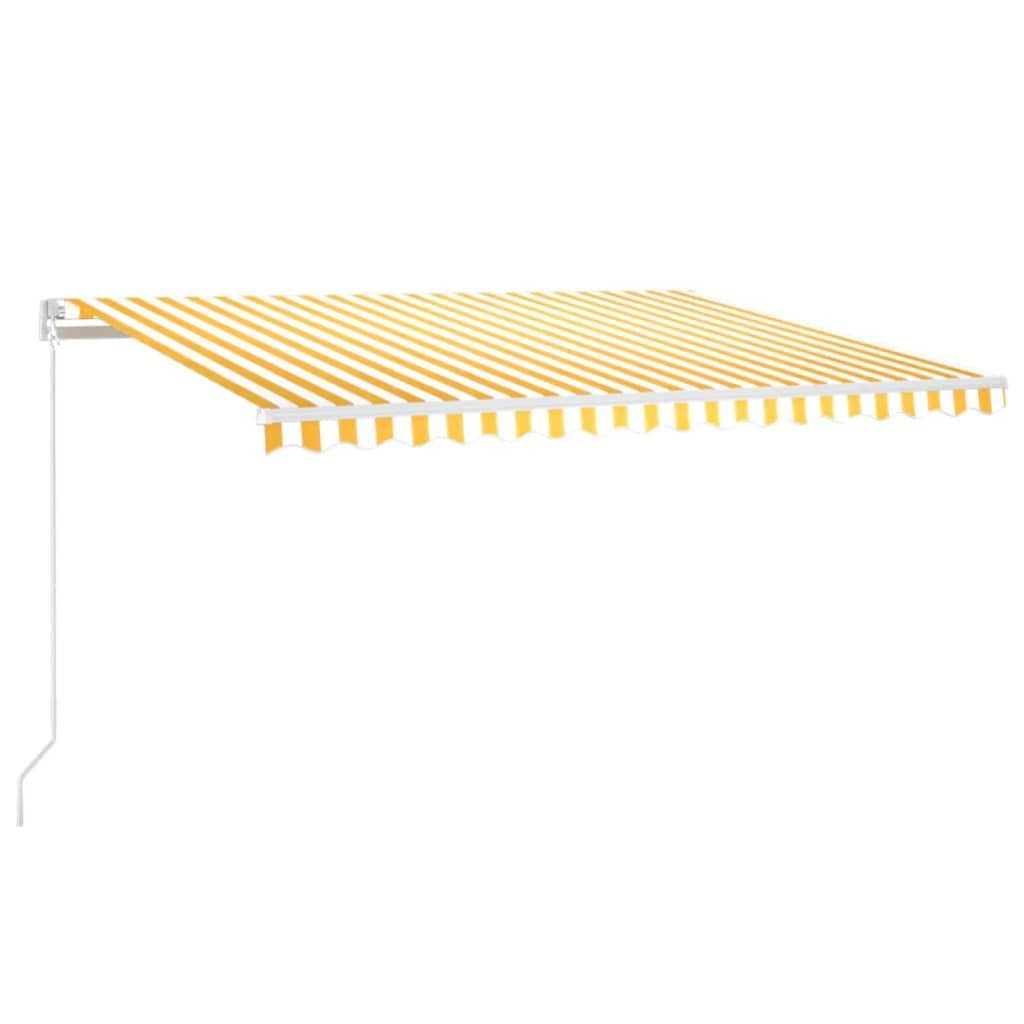 vidaXL Toldo retrátil manual 450x350 cm amarelo e branco