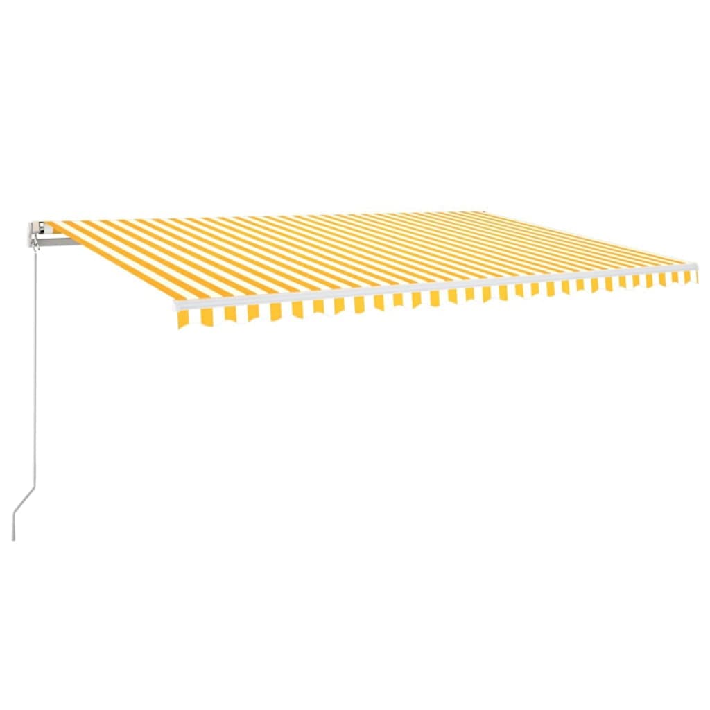 vidaXL Toldo autom. LED e sensor de vento 500x350 cm amarelo/branco
