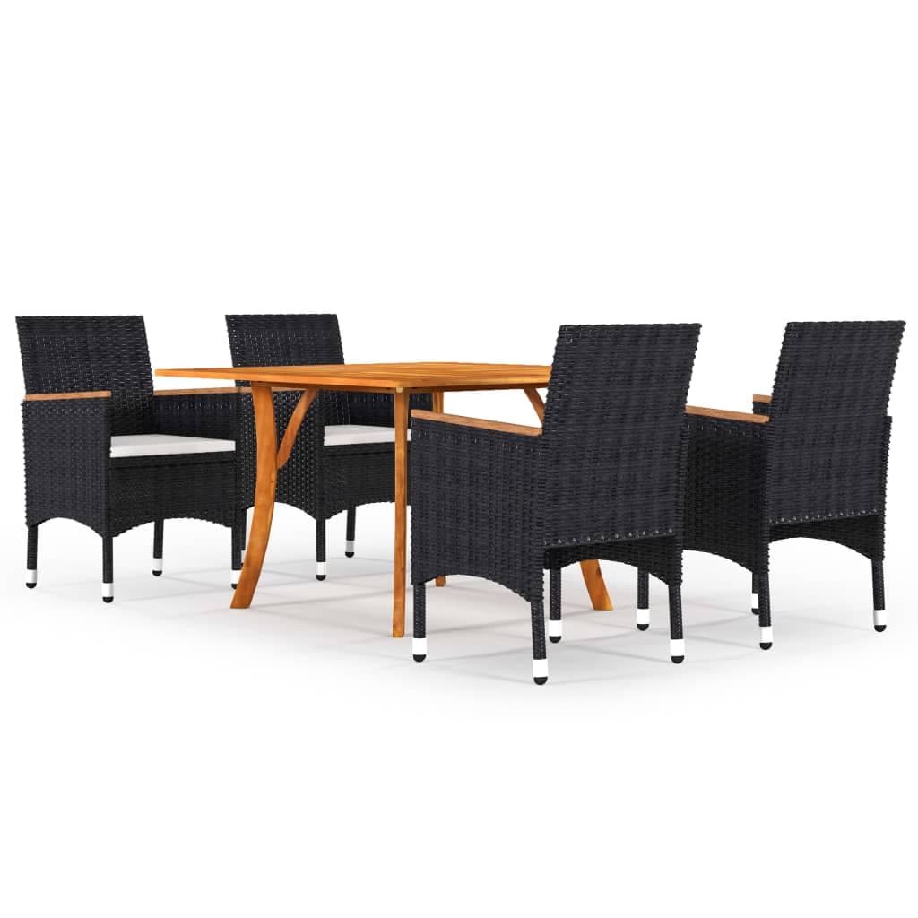 vidaXL 5 pcs conjunto de jantar para jardim preto