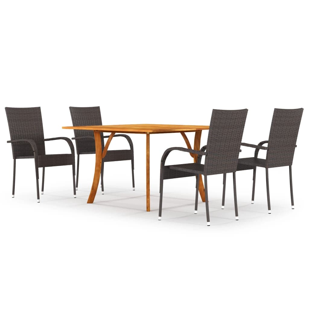 vidaXL 5 pcs conjunto de jantar para jardim castanho