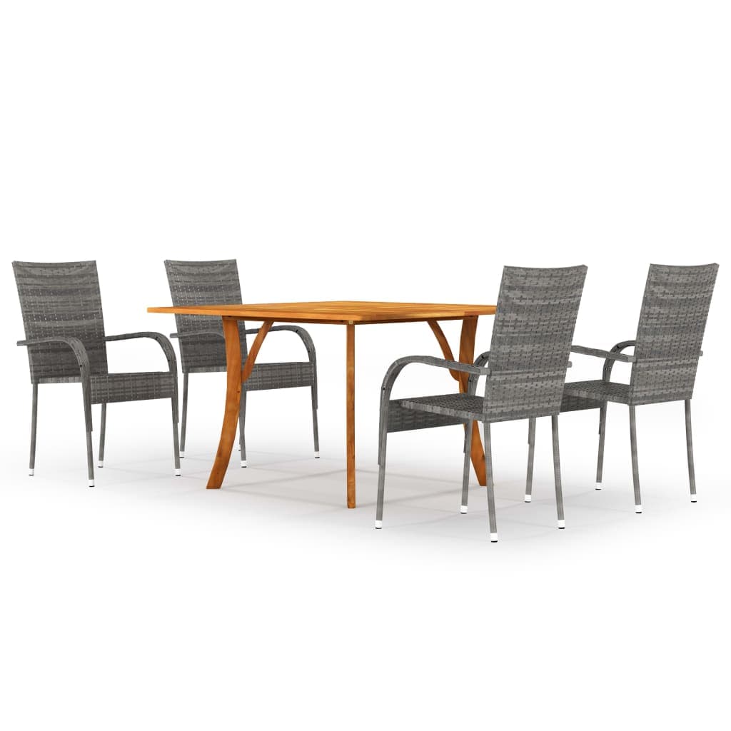 vidaXL 5 pcs conjunto de jantar para jardim cinzento