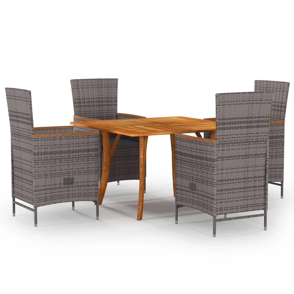 vidaXL 5 pcs conjunto de jantar para jardim cinzento