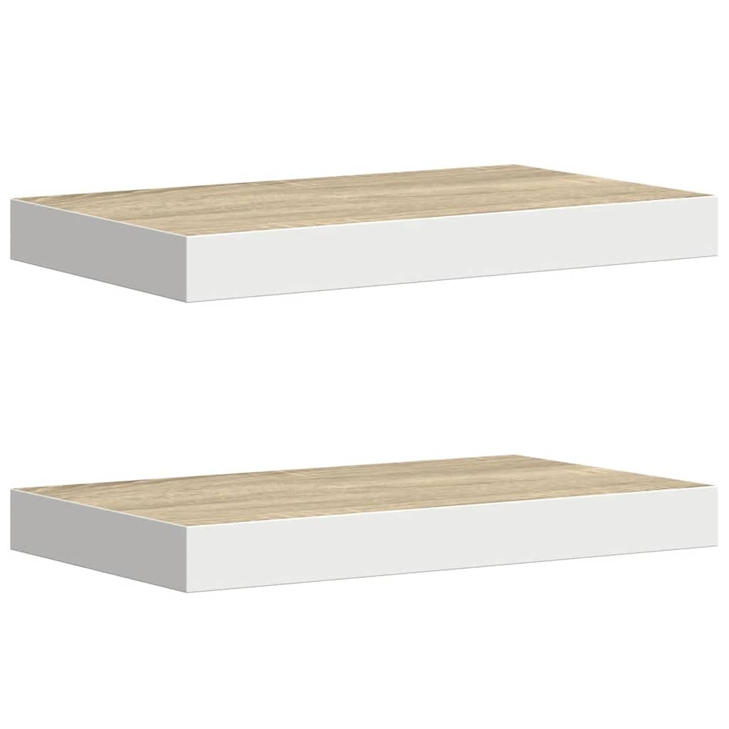 vidaXL Prateleiras de parede 2 pcs 50x23x3,8 cm MDF carvalho e branco