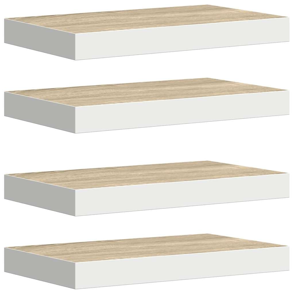 vidaXL Prateleiras de parede 4 pcs 50x23x3,8 cm MDF carvalho e branco