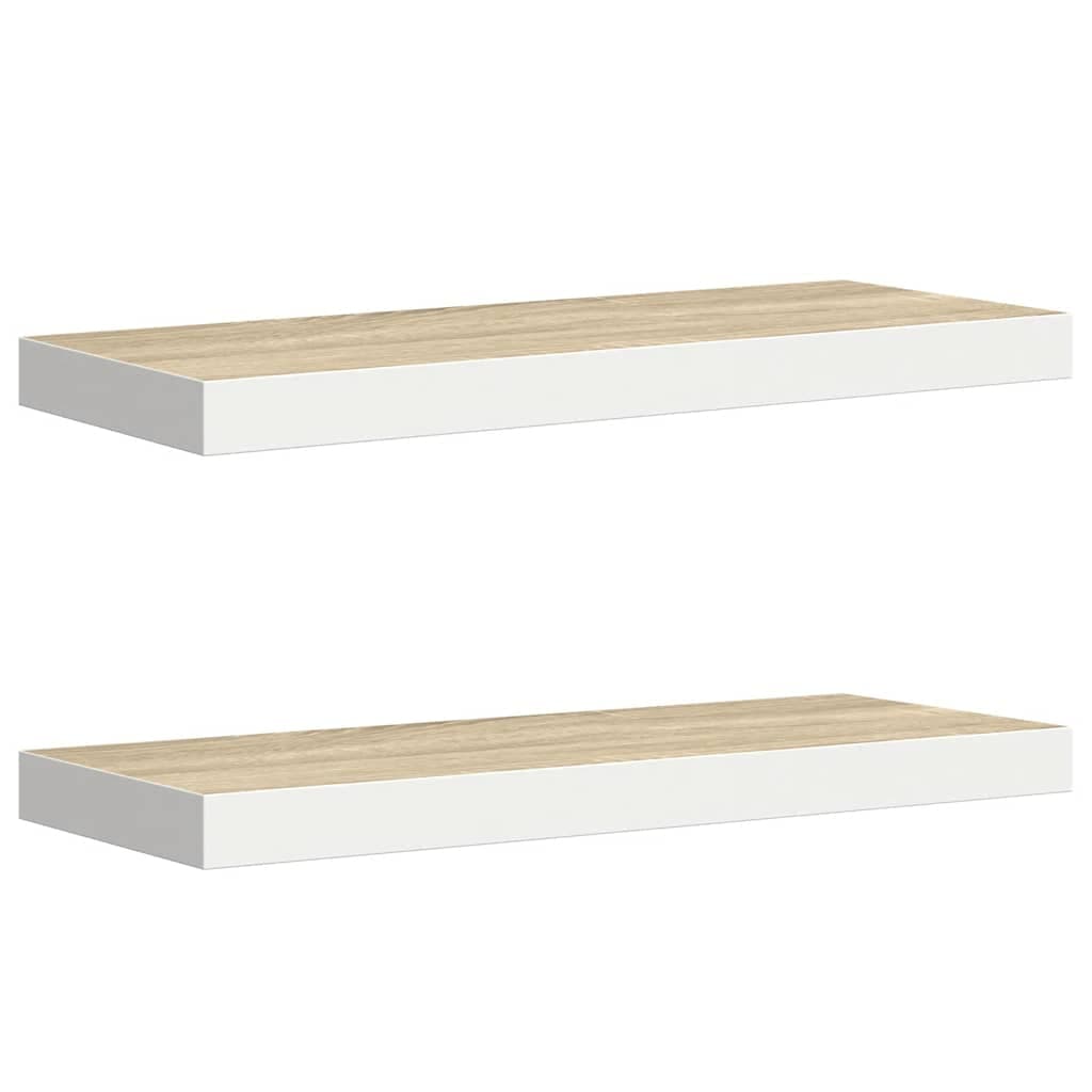 Prateleiras Parede 2 Peças 60x23,5x3,8 cm MDF Carvalho e Branco - 326577