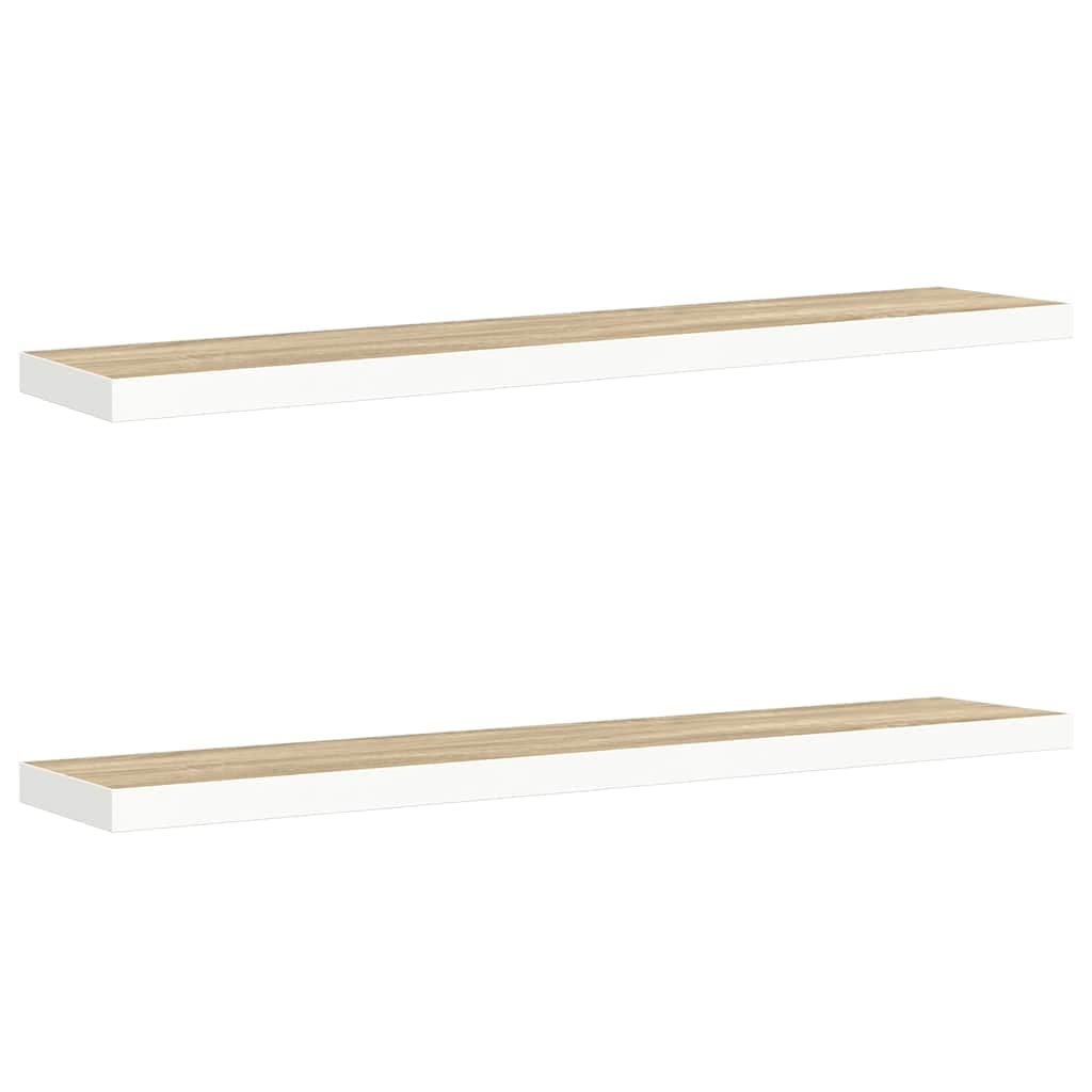 vidaXL Prateleiras parede 2 pcs 120x23,5x3,8 cm MDF carvalho e branco