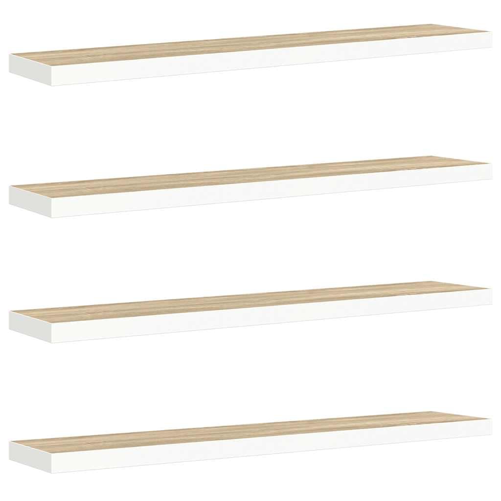 Prateleiras Parede 4 Peças 120x23,5x3,8 cm MDF Carvalho e Branco - 326587