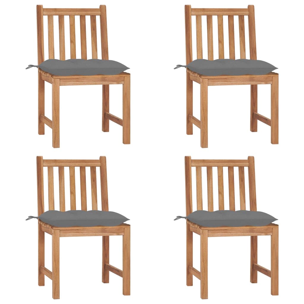 vidaXL Cadeiras de jardim c/ almofadões 4 pcs madeira de teca maciça