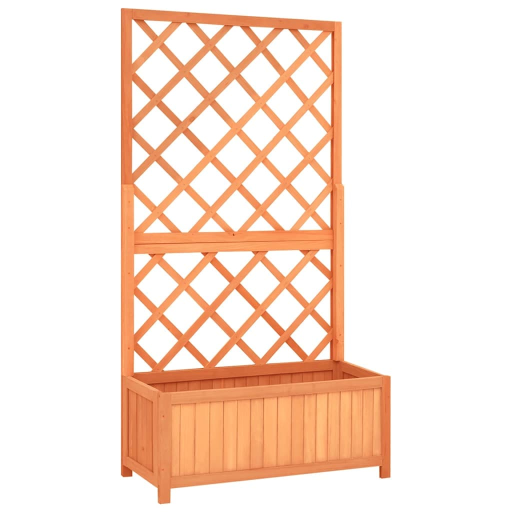 vidaXL Vaso com treliça 70x30x135 cm madeira de abeto maciça castanho