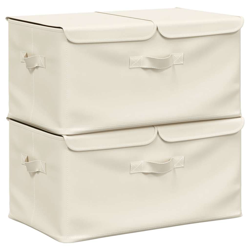vidaXL Caixas de arrumação 2 pcs 50x30x25 cm tecido creme