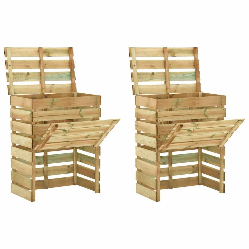 Caixa de Compostagem Ripada 2 Pcs 80x50x100cm Pinho Impregnado - 3078136