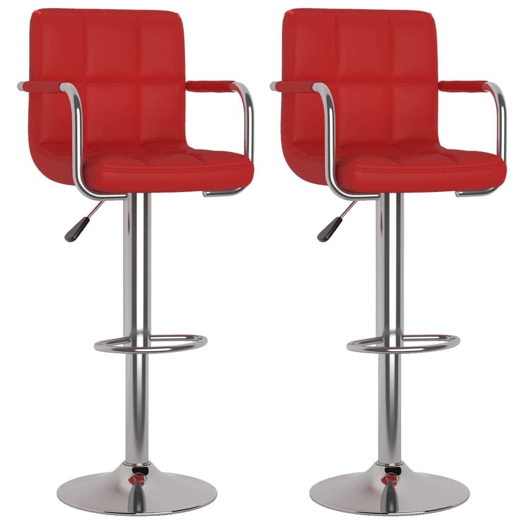 vidaXL Bancos de bar 2 pcs couro artificial vermelho tinto