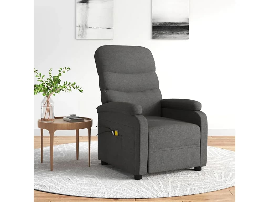 Poltrona de massagens elétrica tecido cinza-escuro