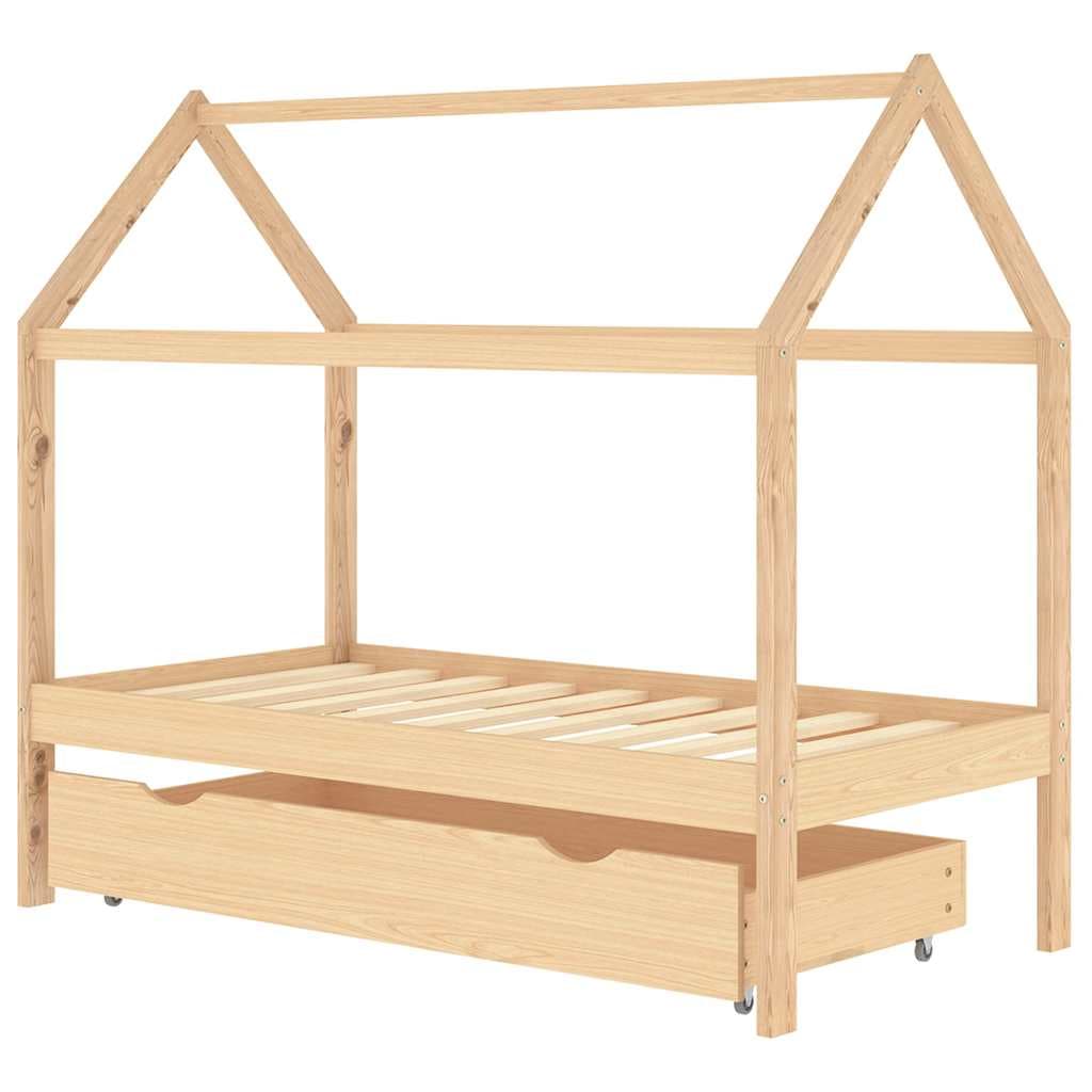 vidaXL Estrutura de cama para crianças c/ gaveta 80x160cm pinho maciço