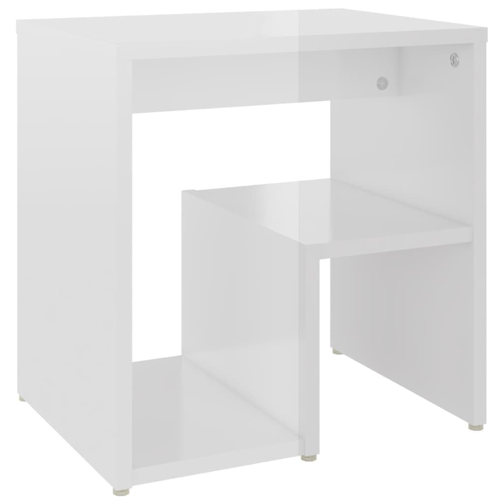 vidaXL Mesa de cabeceira derivados de madeira branco brilhante