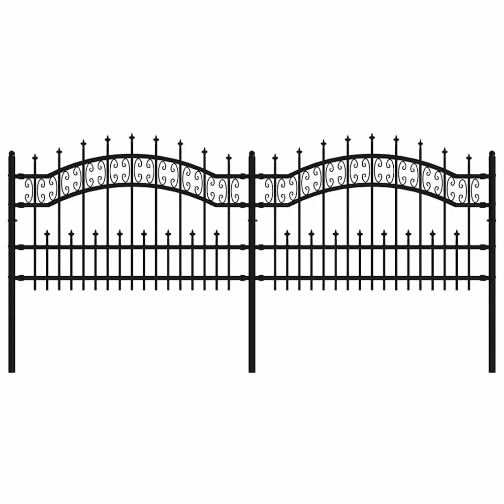 vidaXL Cerca de jardim KAMPEN com ponta em forma de lança, preto, 240x75 cm, em aço.