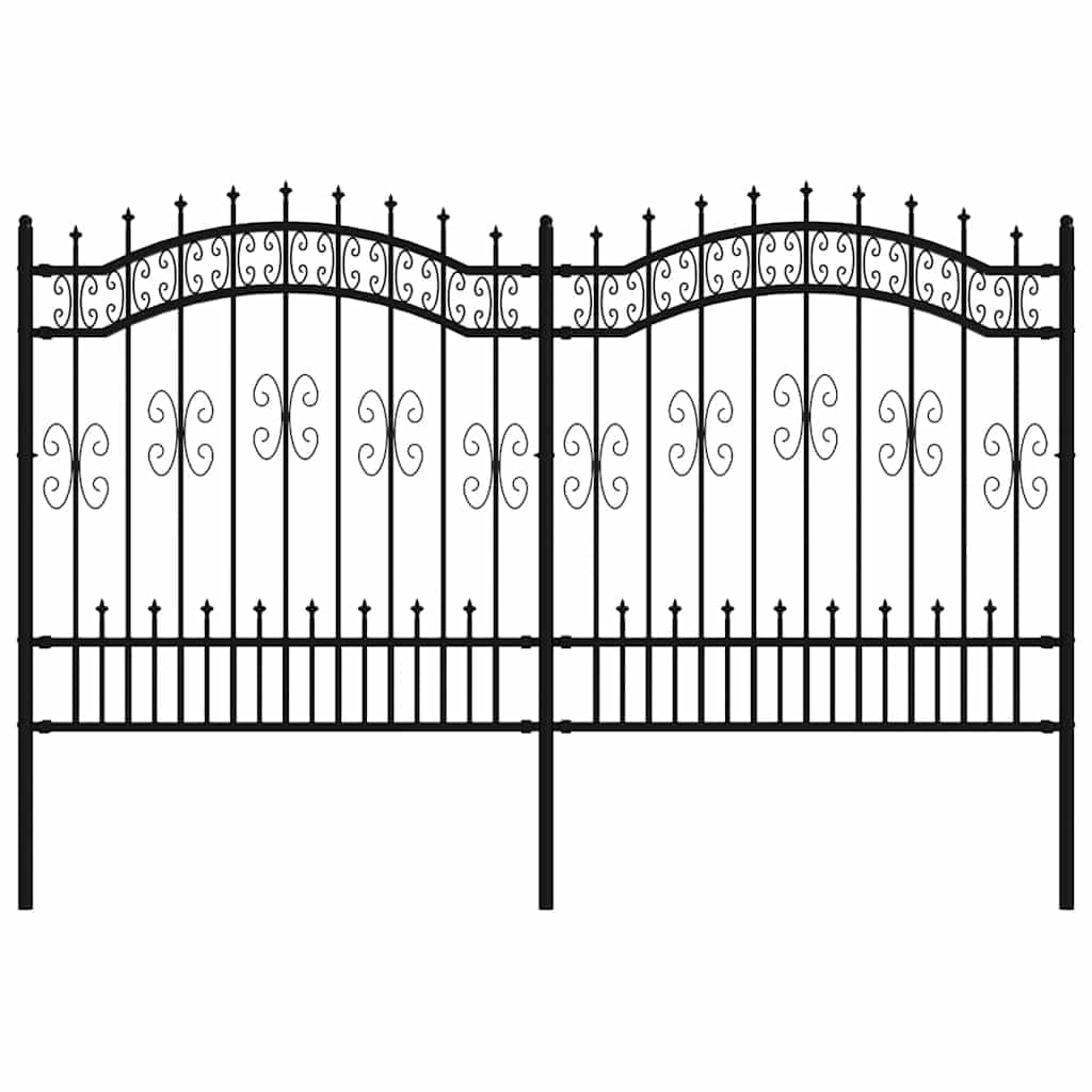 vidaXL Cerca de jardim KAMPEN com ponta em forma de lança, preto, 240x125 cm, em aço.