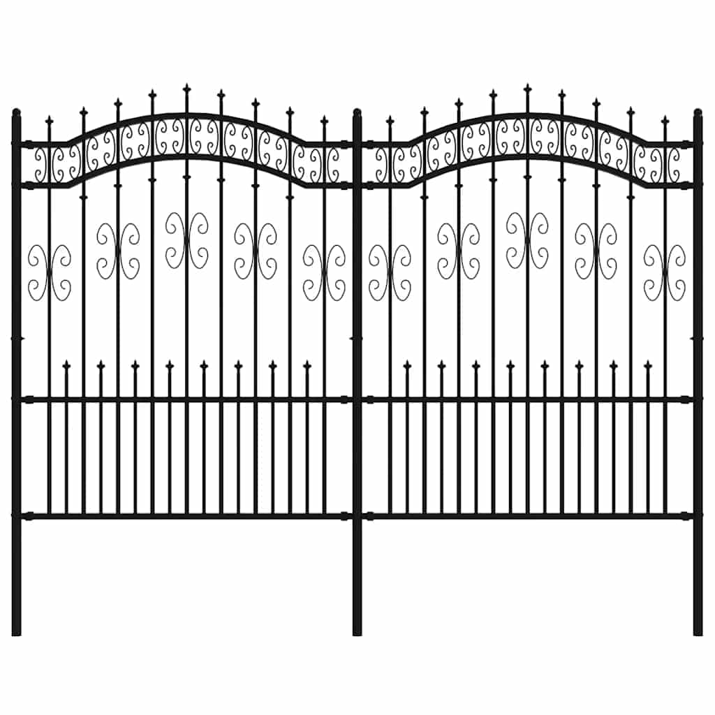 vidaXL Cerca de jardim KAMPEN com ponta em forma de lança, preto, 240x150 cm, em aço.
