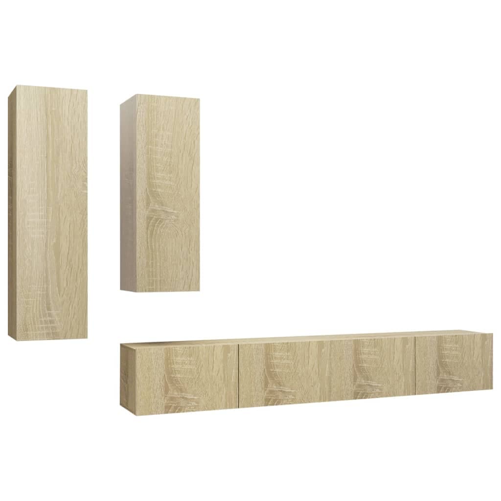 vidaXL 4pcs conjunto de móveis de TV contraplacado cor carvalho sonoma