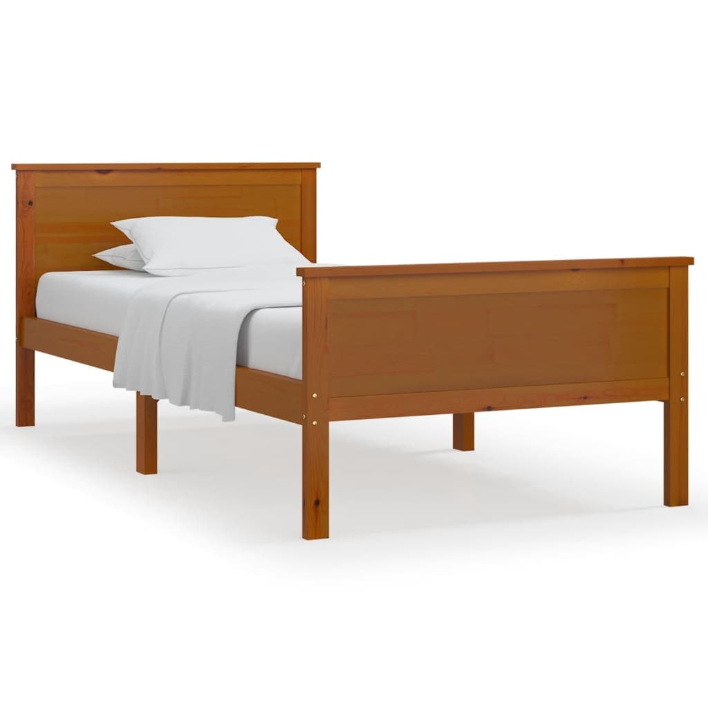 Estrutura de Cama 100x200 cm Madeira Pinho Maciço Castanho Mel - 322189