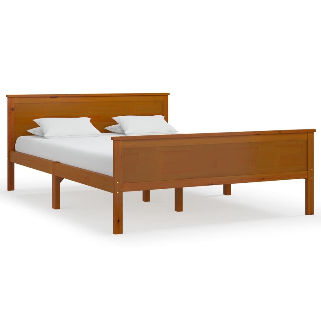 vidaXL Estrutura de cama 160x200 cm madeira pinho maciço castanho mel