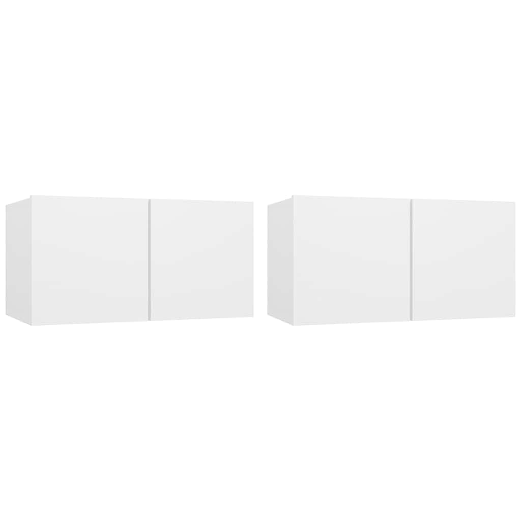 vidaXL Móveis de TV para parede 2 pcs 60x30x30 cm branco