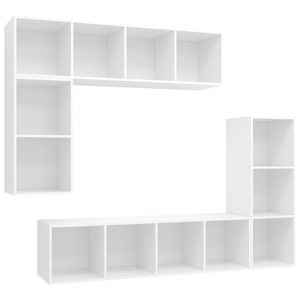 vidaXL Conjunto móveis de TV 4 pcs madeira processada branco
