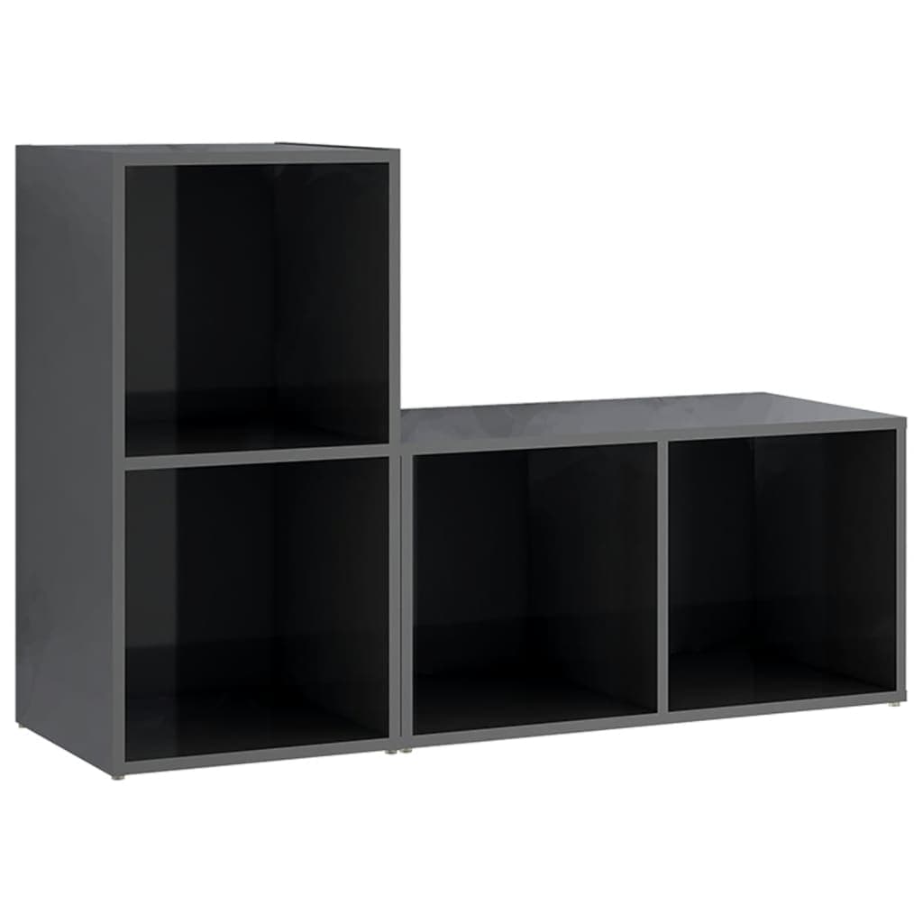 vidaXL Móveis de TV 2 pcs derivados de madeira cinza brilhante