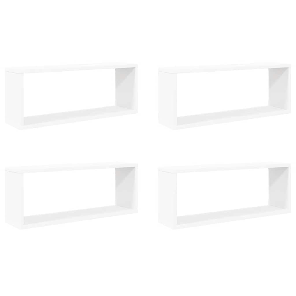 Prateleiras Parede Forma de Cubo 4pcs Contr. 60x15x23 cm Branco - 807134