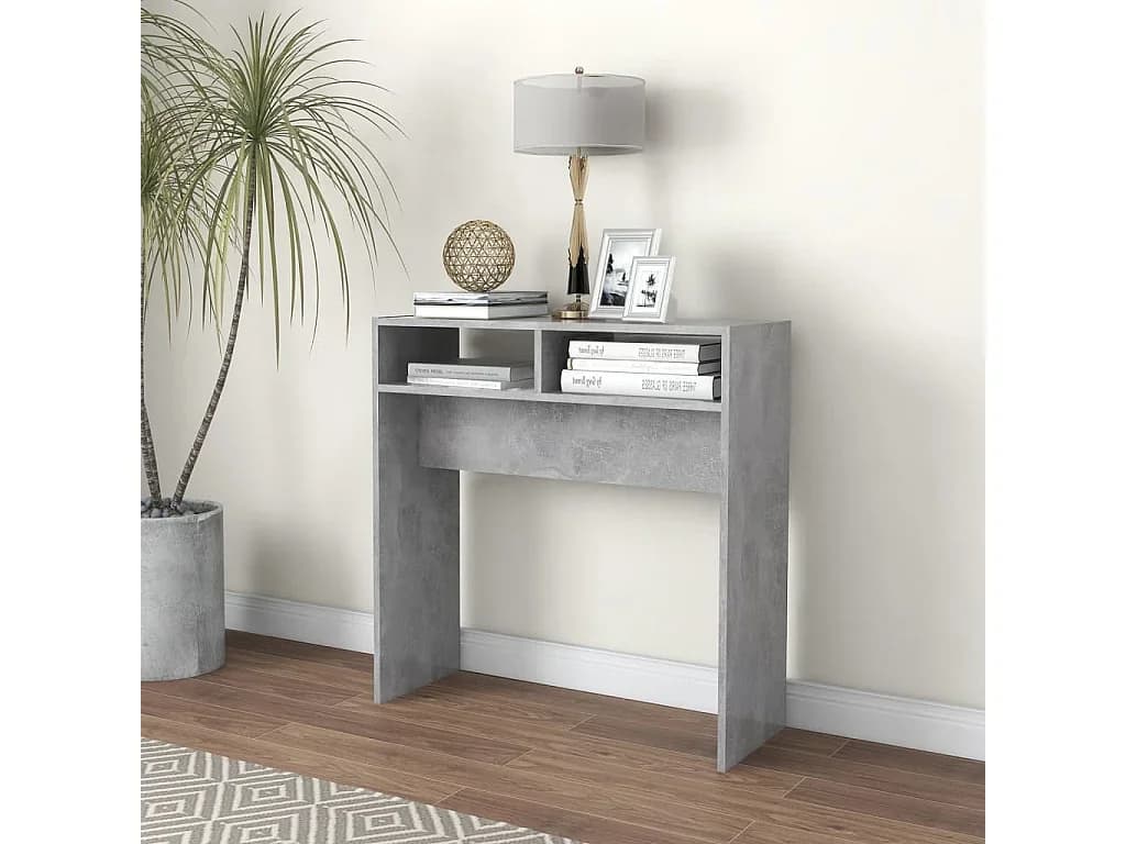 Mesa consola 78x30x80 cm derivados de madeira cinzento cimento