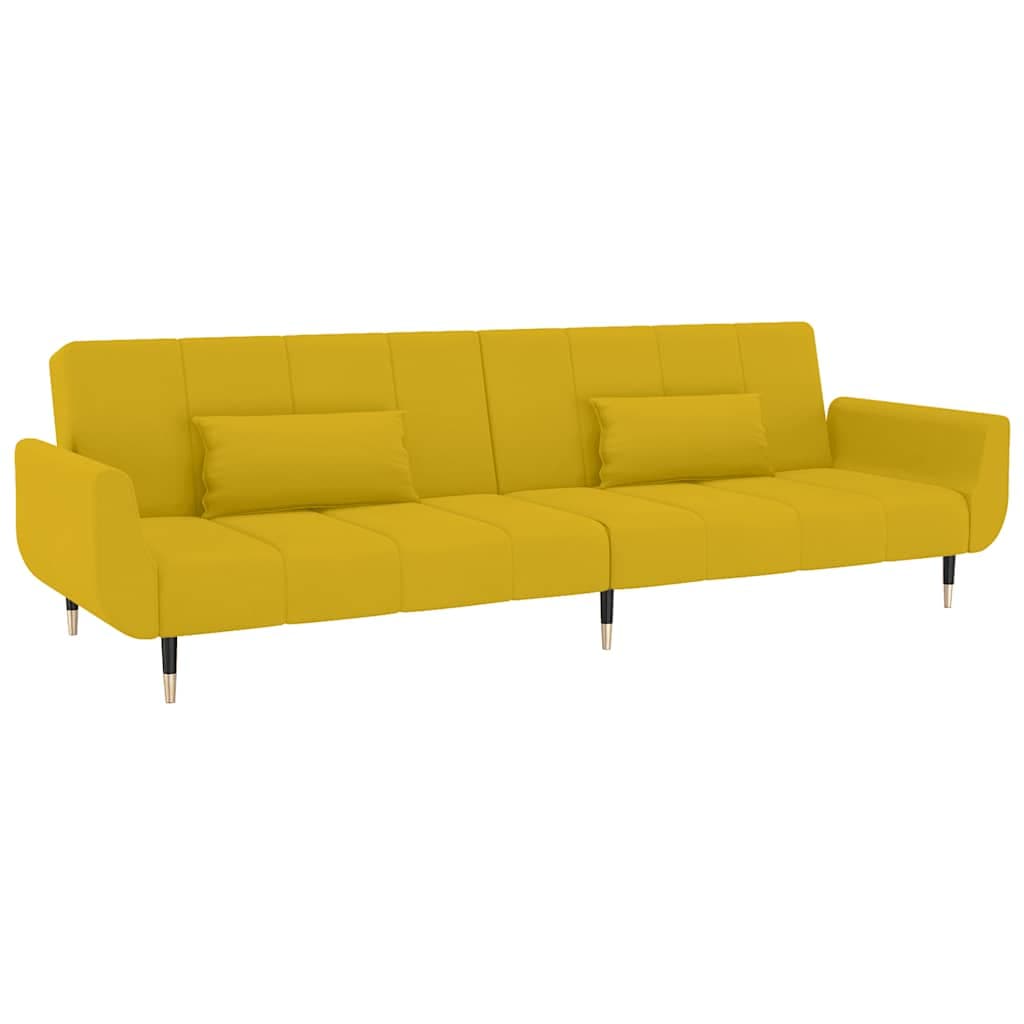 vidaXL Sofá-cama 2 lugares com duas almofadas veludo amarelo