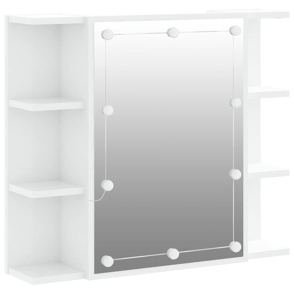 vidaXL Armário espelhado com LED 70x16,5x60 cm branco brilhante