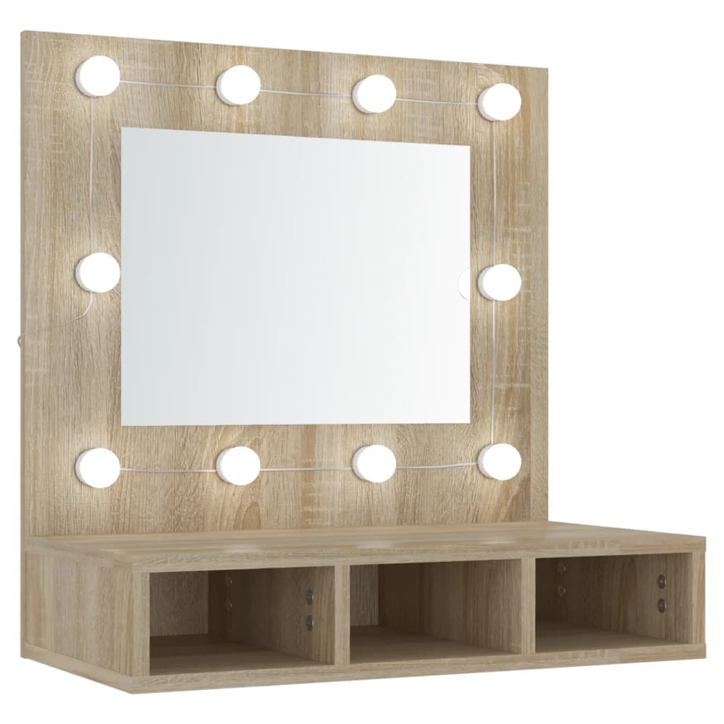 vidaXL Armário espelhado com LED 60x31,5x62 cm carvalho sonoma