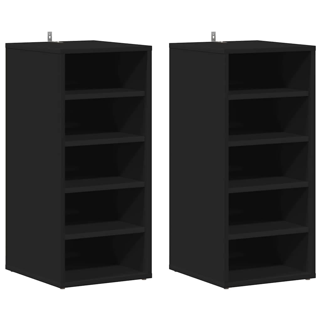 vidaXL Sapateiras 2 pcs 31,5x35x70 cm derivados de madeira preto